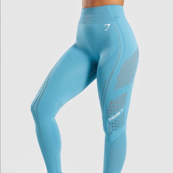Gymshark Pants - SEAL BLUE FLAWLESS KNIT TIGHTS
